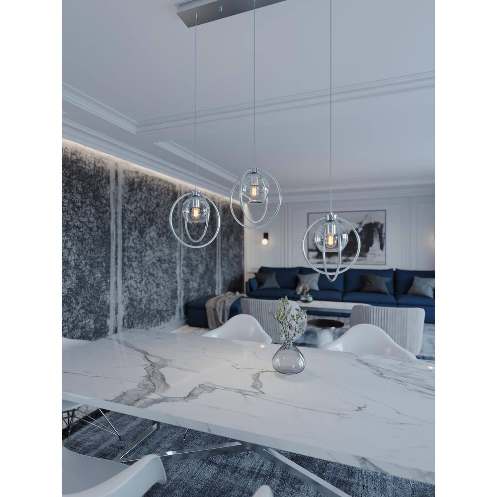 Satin Brass Jamie 36" Modern Mini-Pendant with Clear Glass Shades