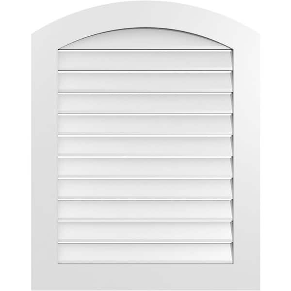 Ekena Millwork 30 in. x 36 in. Arch Top Surface Mount PVC Gable Vent: Decorative with Standard Frame