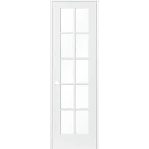 28 in. x 80 in. Shaker MDF Primed Wood Low-E Glass Right-Hand 10-Lite Clear Composite Single Prehung Interior Door