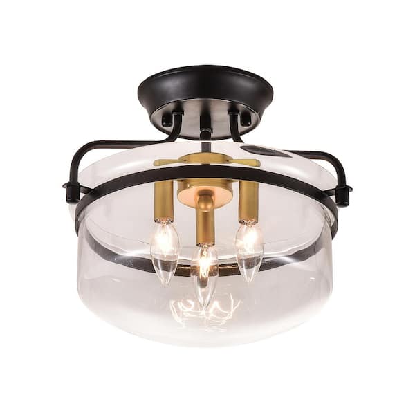 Maxax Raleigh 13.8 in. 3-Light Simple Drum Semi Flush Mount