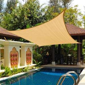 12 ft. x 12 ft. 185 GSM Sand Square UV Block Sun Shade Sail for Yard and Swimming Pool etc.