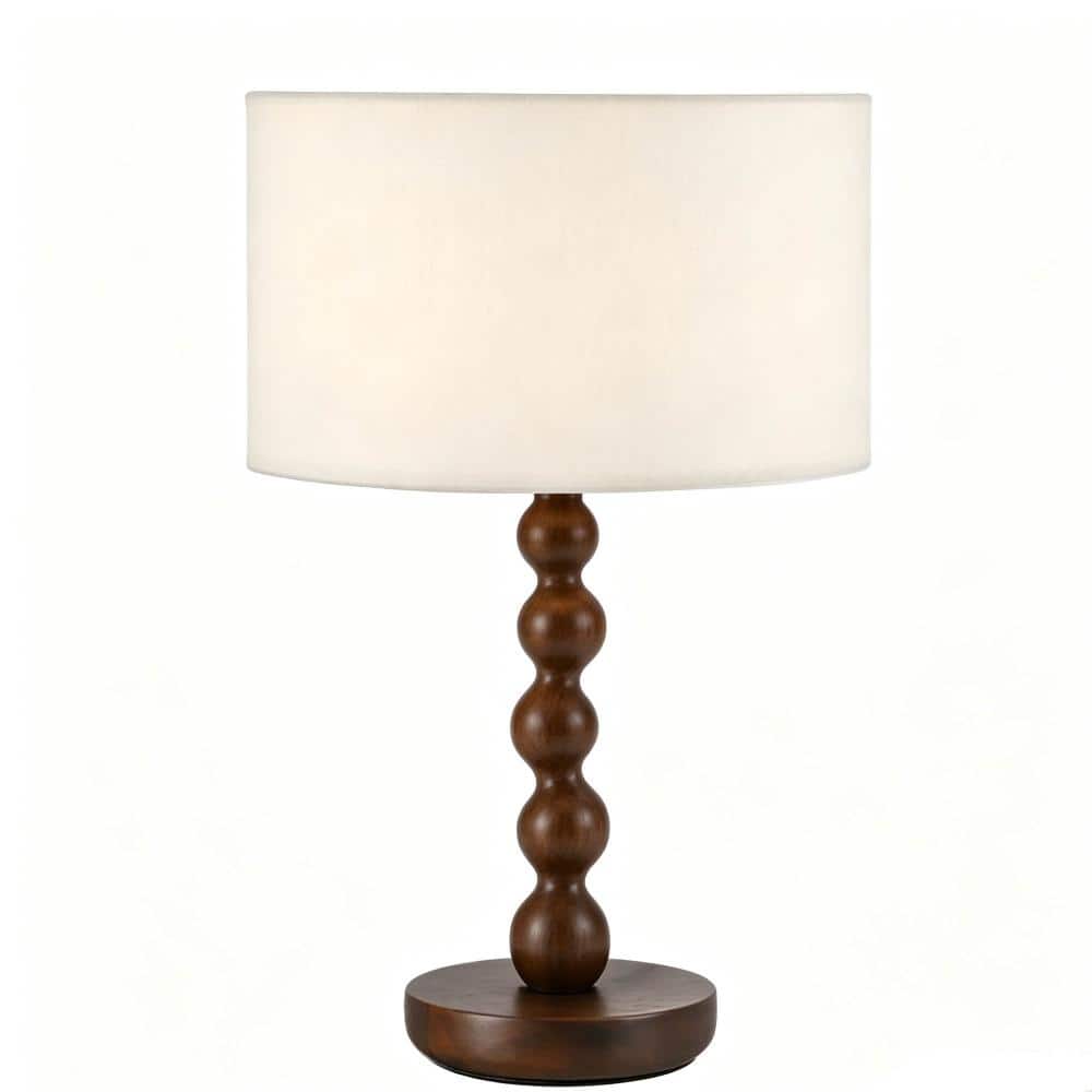 17.5 in. Walnut Wood Ball Table Lamp with Cream Linen Drum Shade, E26 Socket and Dimmable Rotary Switch price history on PriceWatchPro