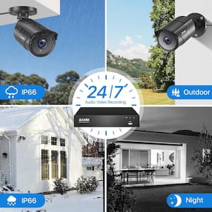 4K Ultra HD 4-Channel 8MP 2TB Hard Drive DVR Home Security Camera System with 4 Wired Outdoor Bullet Cameras