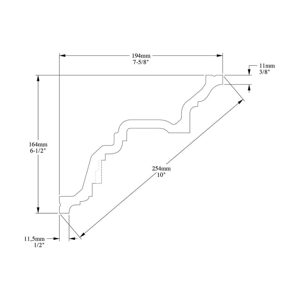 78-Inch White Polyurethane Dentil Crown Moulding