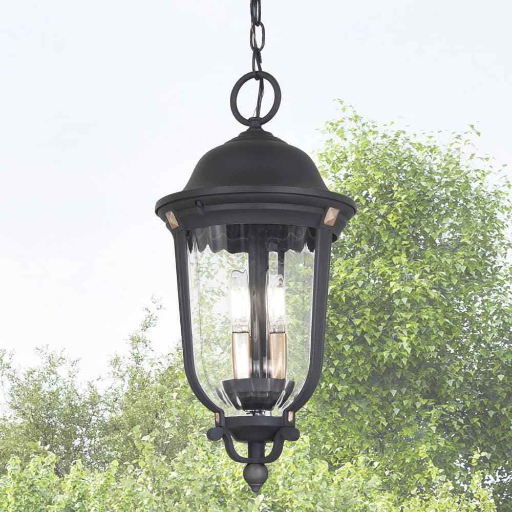 Peale Street 20" Sand Coal and Gold Outdoor Hanging Light