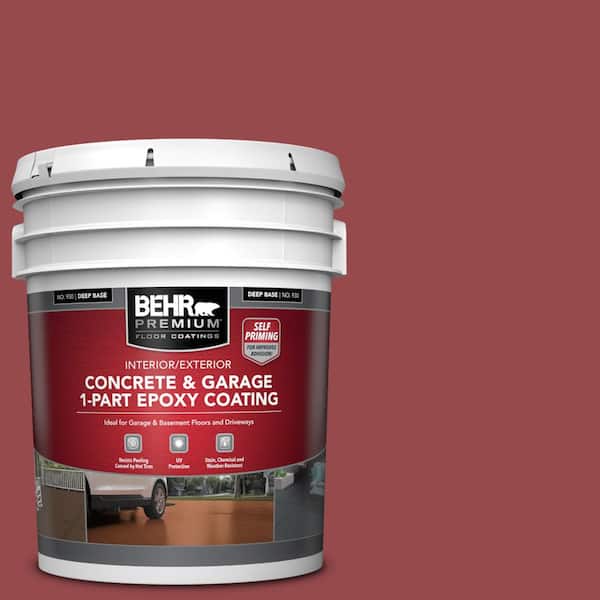 BEHR PREMIUM 5 gal. #M140-6 Circus Red Self-Priming 1-Part Epoxy Satin Interior/Exterior Concrete and Garage Floor Paint