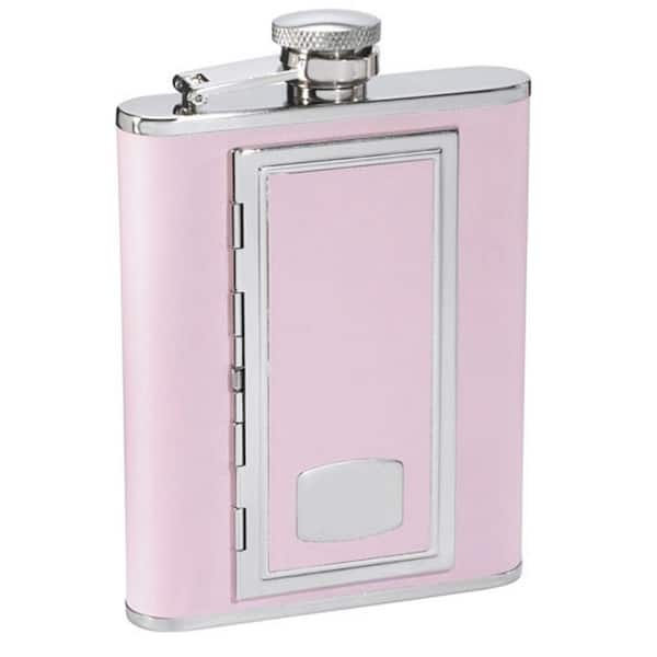 Visol SP Pink Liquor Flask With Built in Cigarette Case