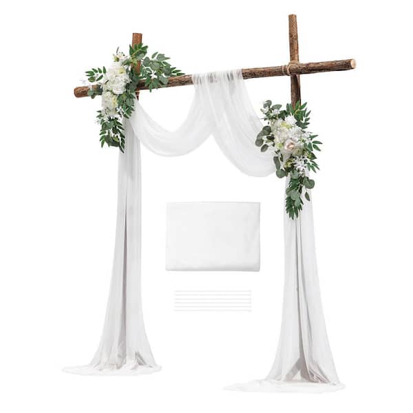 23.6 in. H Artificial Wedding Arch Flowers Kit, White-2 Pieces Floral Arrangement Fabric Square 2025 update