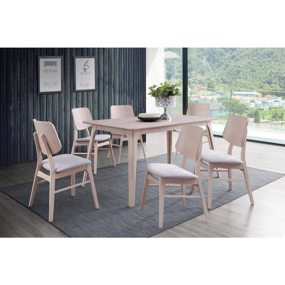 Oscar White Ash 7-Piece Mid-Century Modern Dining Set