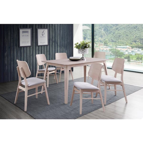 NEW CLASSIC HOME FURNISHINGS New Classic Furniture Oscar 7-Piece White Ash Wood Top Rectangle Table Set