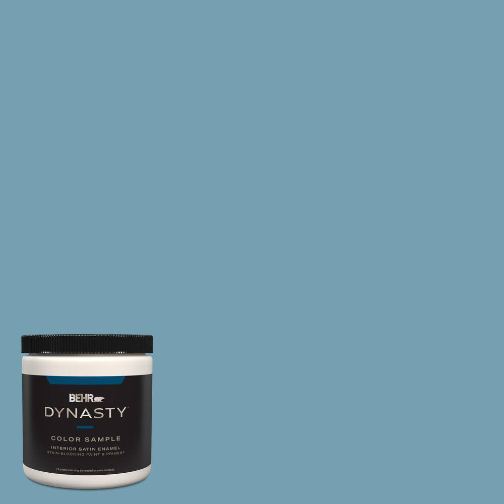 BEHR DYNASTY 8 oz. #S480-4 Saga Blue One-Coat Hide Satin Enamel Stain ...