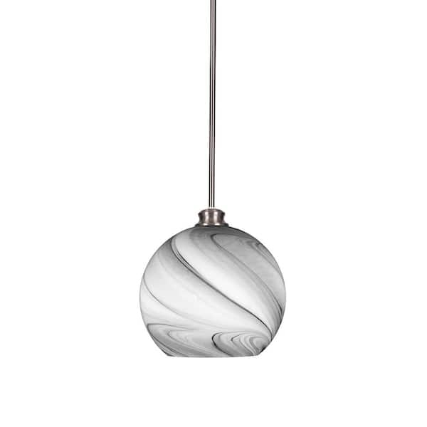 Unbranded Langdale 60-Watt 1-Light Brushed Nickel Shaded Mini Pendant Light with Glass Shade