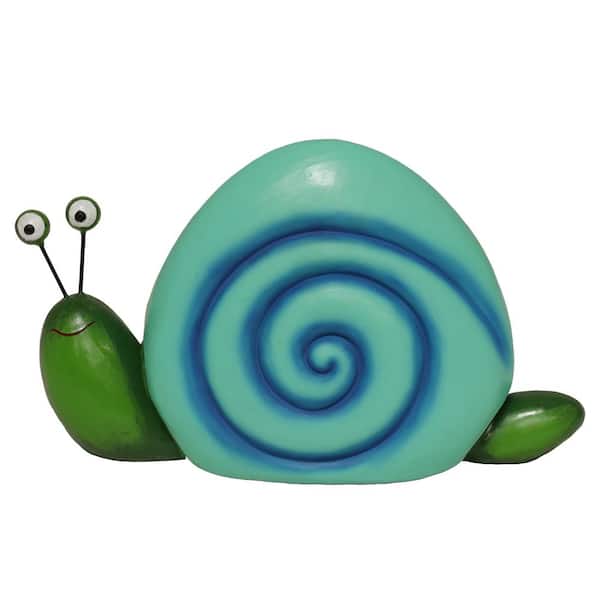 Alpine Corporation Polyresin Blue and Green Swirl Snail Statuary
