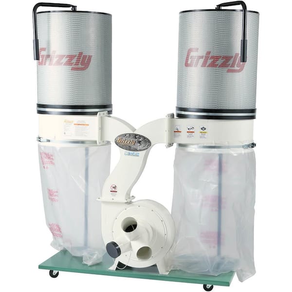 Grizzly Industrial Polar Bear 3 HP Double Canister Dust Collector with Aluminum Impeller