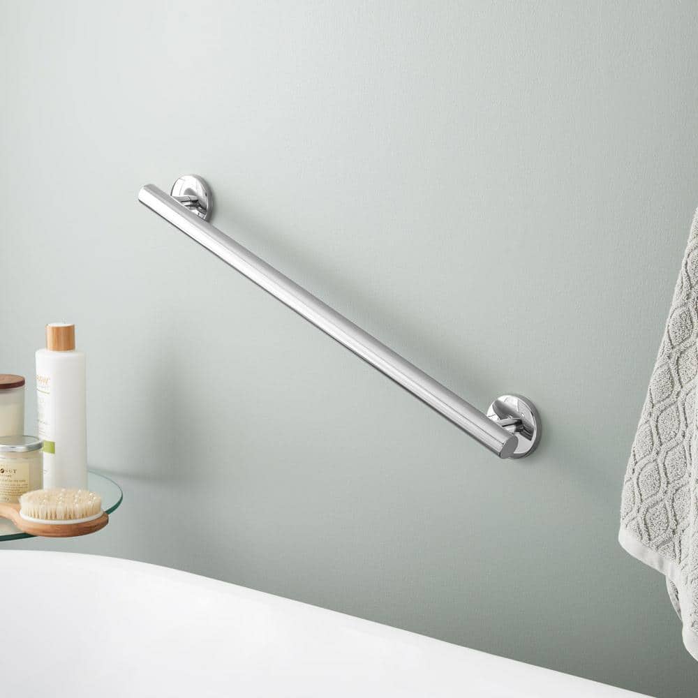 Contemporary Polished Chrome 24" Wall Mounted Grab Bar