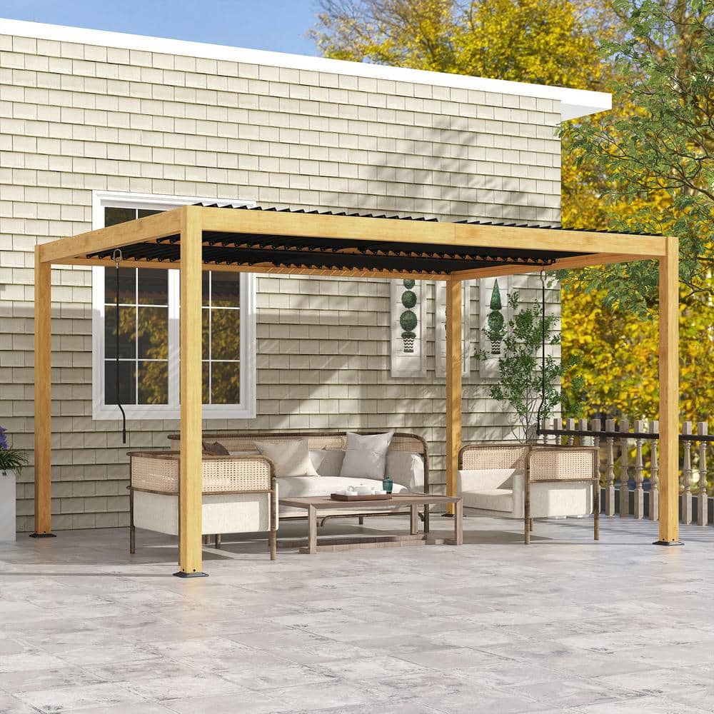 13 Ft. W x 10 Ft. D Aluminum Pergola with Adjustable Canopy
