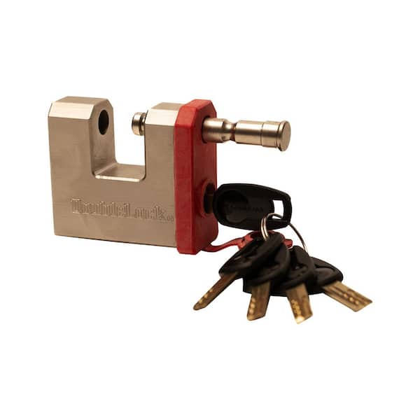 FALCON X, Max Duty Brass Block Padlock (3.8 in. W) with 1/2 in. Dowel Pin, Weatherproof with Red Rubberized Cap