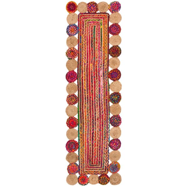 SAFAVIEH Cape Cod Red/Multi 2 ft. x 6 ft. Circles Border Runner Rug