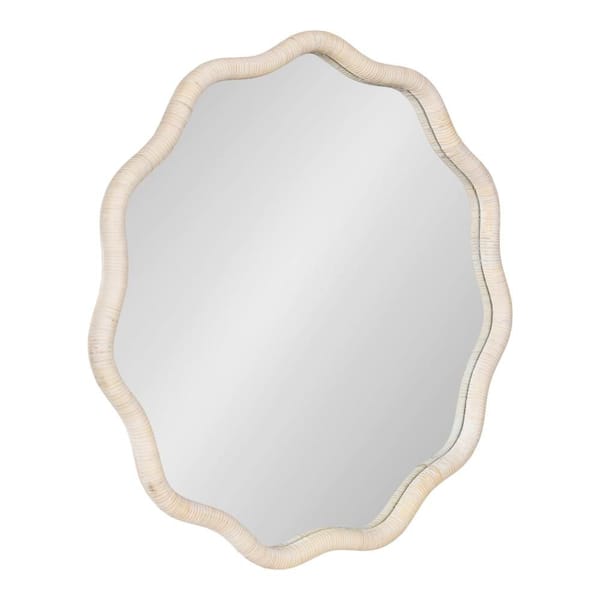 Rahfy White 32 in. W x 32 in. H Coastal Round Wood Framed Mirror