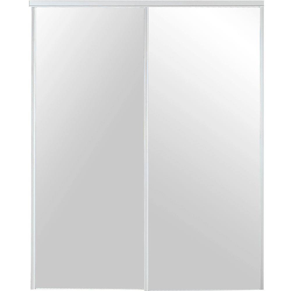 Truporte 96 In X 80 White Mirror Steel Framed Sliding Door 230 The Home Depot White Mirror Steel Framed Sliding Door, 96×80 Sliding Mirror Closet Doors