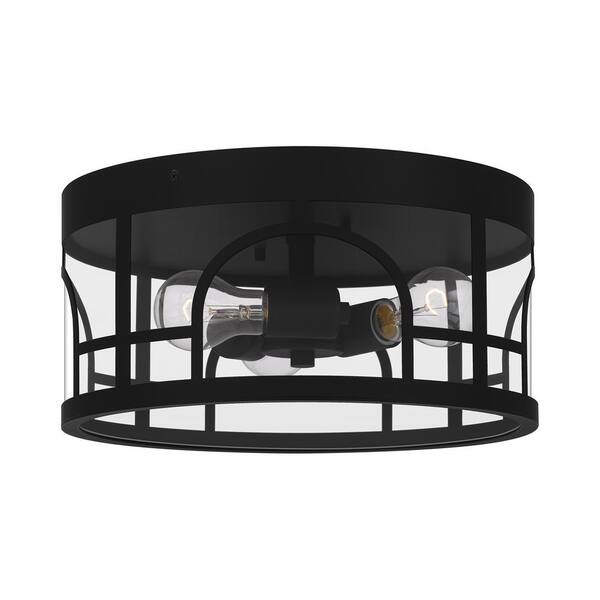 Quoizel Brampton 3-Light Matte Black Outdoor Flush Mount Light ...