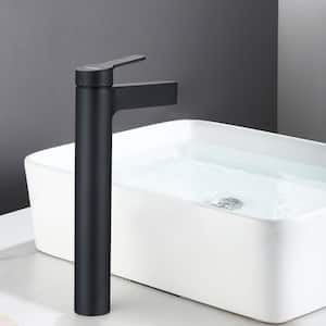 ABAD Single-Handle Single-Hole Bathroom sink Faucet with Deckplate Drain Kit and Spot Resistant in Matte Black