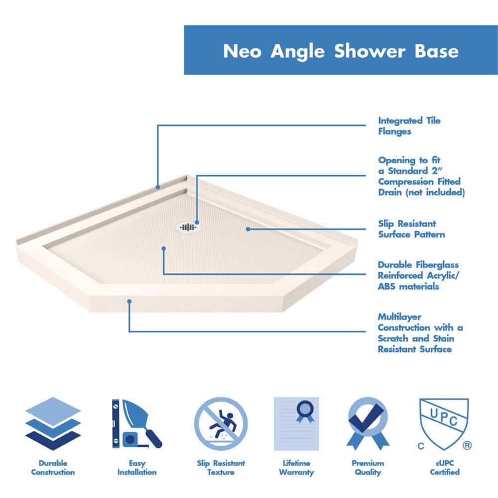 Prism Plus Frameless Neo-Angle Shower Enclosure with Distressed Bronze Hardware