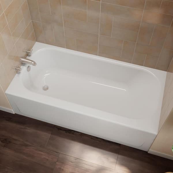 Mauicast 60 in. x 30 in. Alcove Soaking Bathtub with Left Drain in White