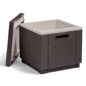 Ice Cube 10.5 Gal. Resin Rattan Drink Cooler Patio End Table