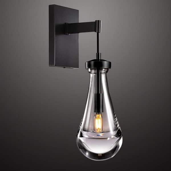 7.9 in. 1 Light Black Wall Sconce, Bathroom Light Fixture with E12 Base for Living Room, Bedroom (NO Bulb Included)