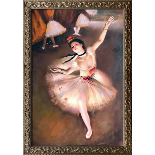 LA PASTICHE Star Dancer (On Stage) Edgar Degas Elegant Gold Framed Abstract Oil Painting Art Print 41.5 in. x 29.5 in.