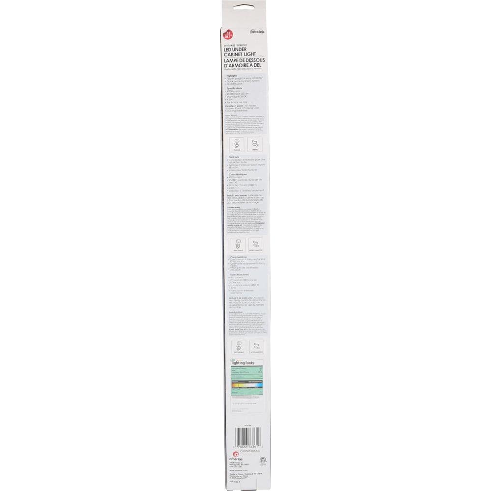 Amertac 15 in. White LED Plug-In Under Cabinet Strip Light