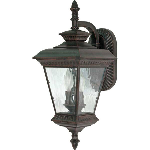 Glomar Charter 2 -Light 22 in. - Wall Lantern - Arm Down with Clear Water Glass finished in Old Penny Bronze-DISCONTINUED