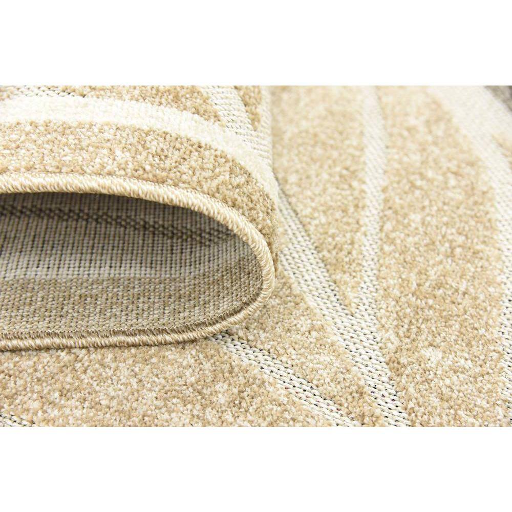 Beige and Brown Synthetic Abstract Outdoor Rectangular Rug