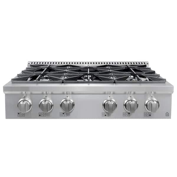 Thor Kitchen 36 in. Gas Cooktop in Stainless Steel with 6 Burners HRT3618U  - The Home Depot