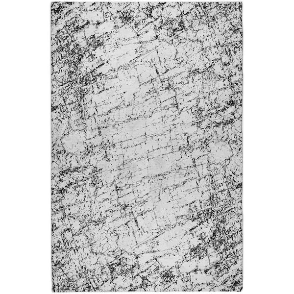 Dream Shag Premium Machine Washable Abstract ADS606 Black 8 ft. x 10 ft. Area Rug