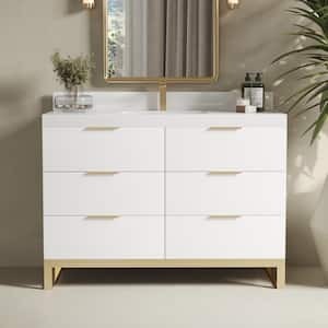 Hammond 48 in. W x 22 in. D x 33.5 in. H Single Bath Vanity in White with White Quartz Counter Top with White Basin