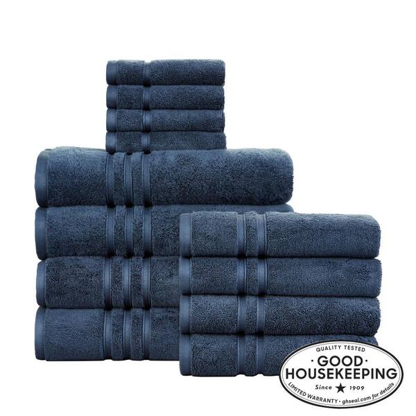 Ultra Soft 100% Cotton 4-Piece Bath Towel Set Navy