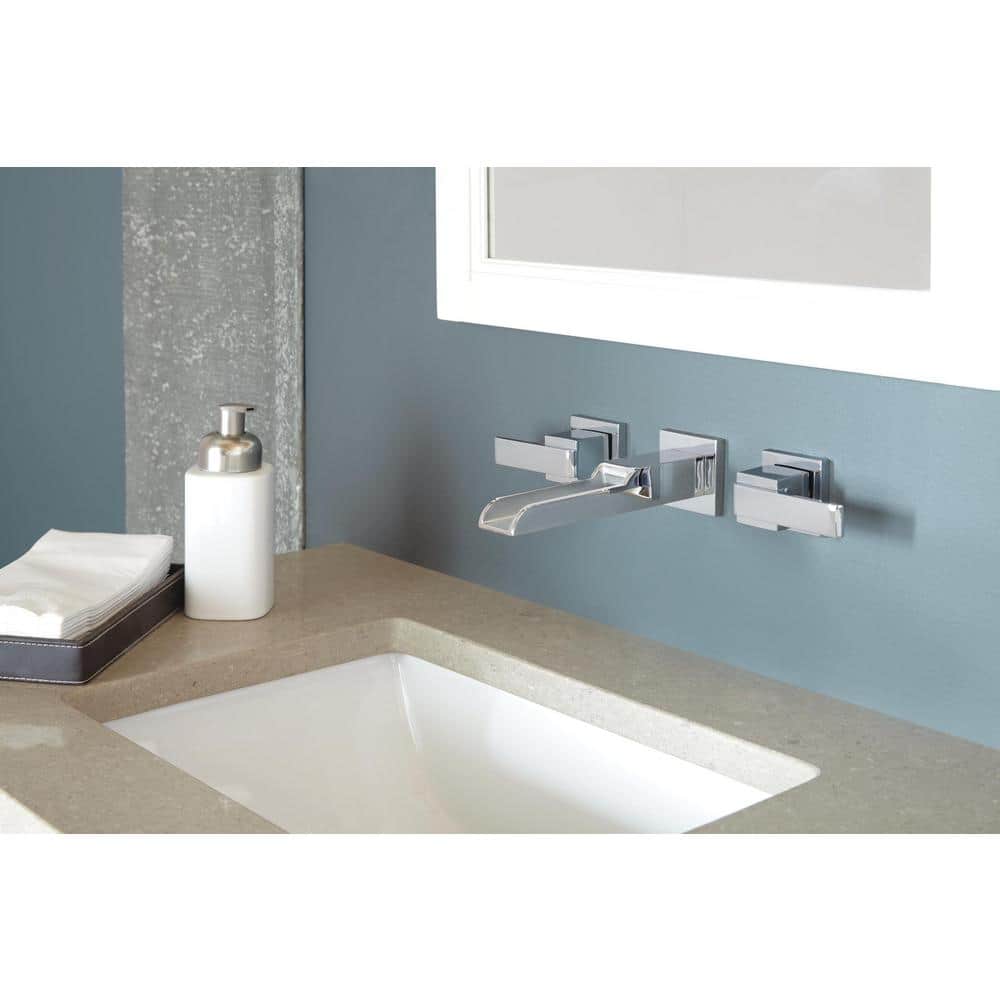 Chrome Wall Mounted Modern Widespread Bathroom Faucet