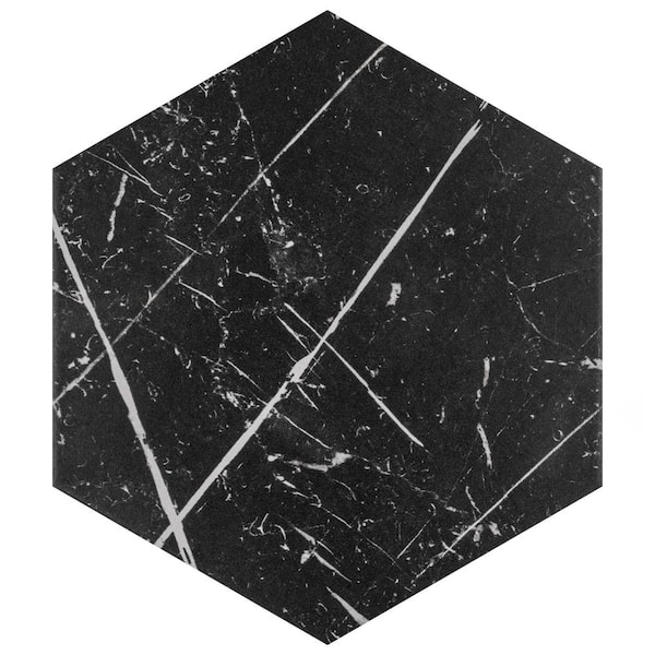 Merola Tile Timeless Hex Marquina 8-5/8 in. x 9-7/8 in. Porcelain Floor and Wall Take Home Tile Sample