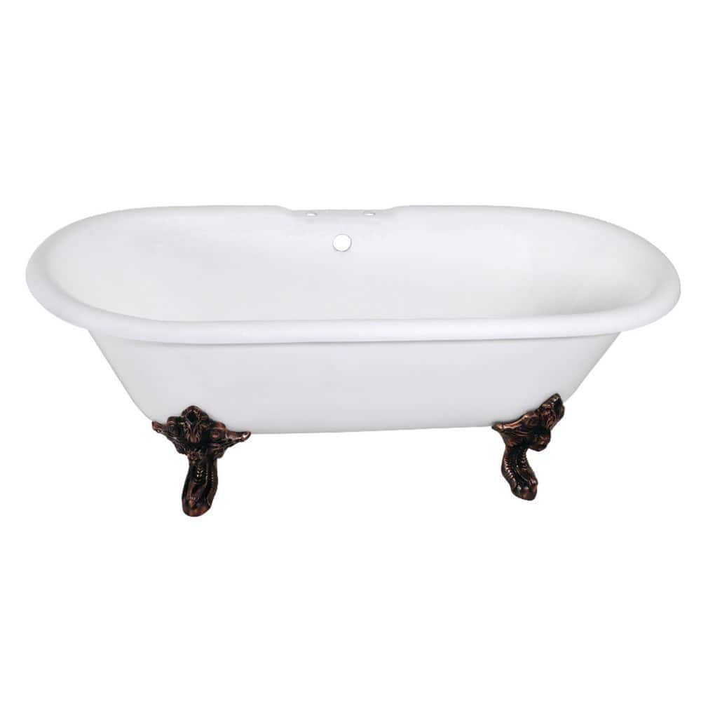 Aqua Eden 71.9 in. x 31.5 in. Soaking Claw Foot Bathtub with Center Drain in White/Oil Rubbed Bronze price history on PriceWatchPro