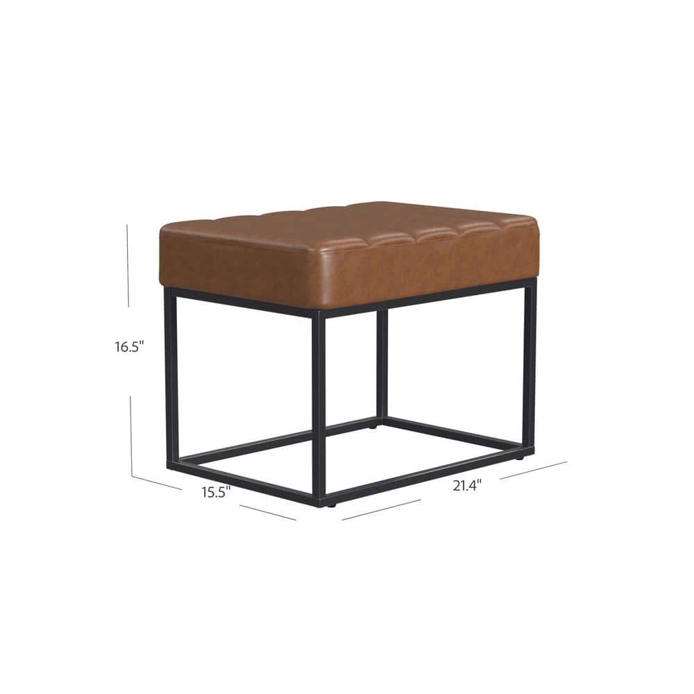 HomePop Homepop Theodore Small Ottoman - Faux Leather