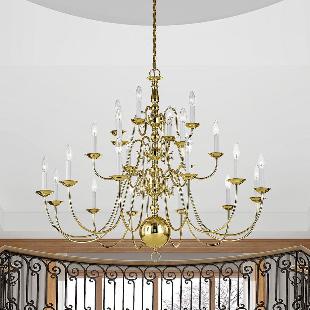 Williamsburgh Classic Elegance 22-Light Polished Brass Chandelier