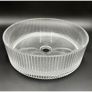 Scotch 16 in . Circular Bathroom Vessel Sink in Clear Tempered Glass