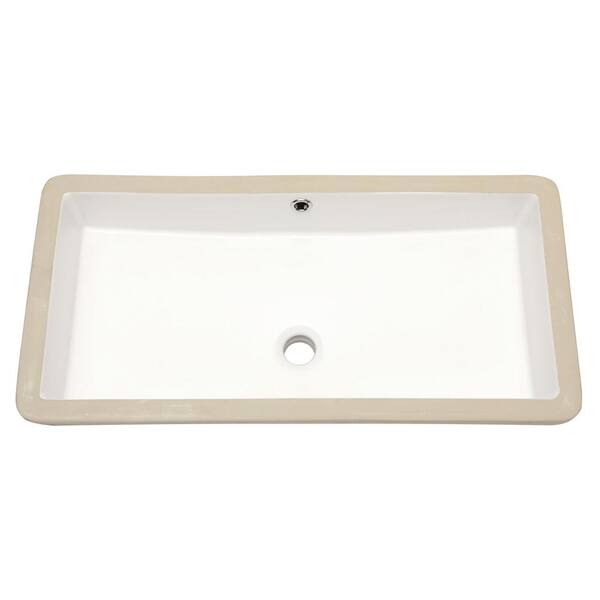 stufurhome 28 in. Ceramic Undermount Rectangular Bathroom Sink with Overflow in White