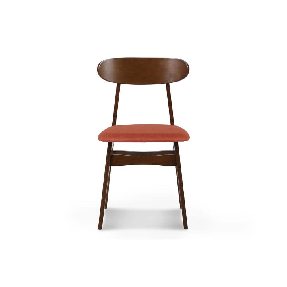 Morocco Walnut Wood Orange Upholstered Side Chair Set