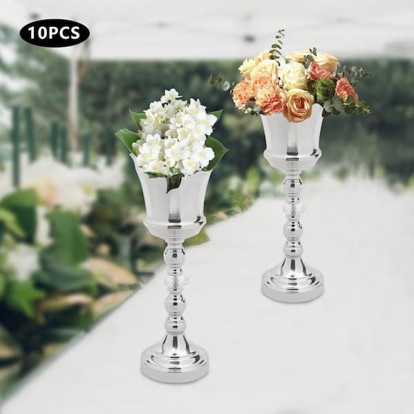 YIYIBYUS 26.38 in. Tall Metal Flower Holder Wedding Decoration Trumpet Vase  in Gold (2-Pieces) HG-HSYXF-6637 - The Home Depot