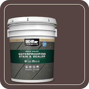 5 gal. #PFC-25 Dark Walnut Solid Color Waterproofing Exterior Wood Stain and Sealer
