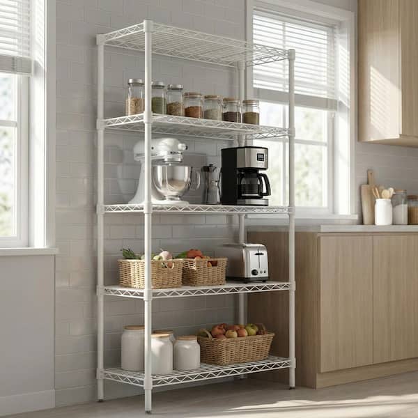 Noble House Naomi Metal Wire 5-Tier Adjustable Shelving Unit in