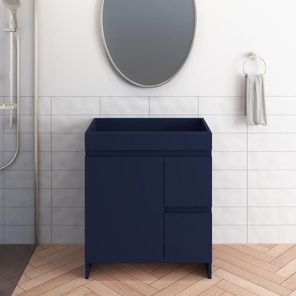 VOLPA USA AMERICAN CRAFTED VANITIES Mace 30 in. W x 18 in. D x 34 in. H Bath Vanity Cabinet without Top in Navy with Right-Side Drawers